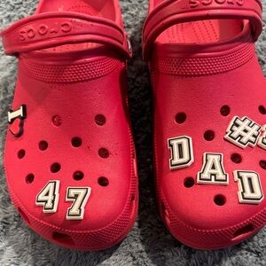 CROCS Red Dad Sneakers with Charms